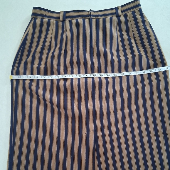 Vintage Le Truc/ Striped Blue and Brown/ Button-Down/ Pencil Skirt/ Size US 16 - Picture 8 of 11